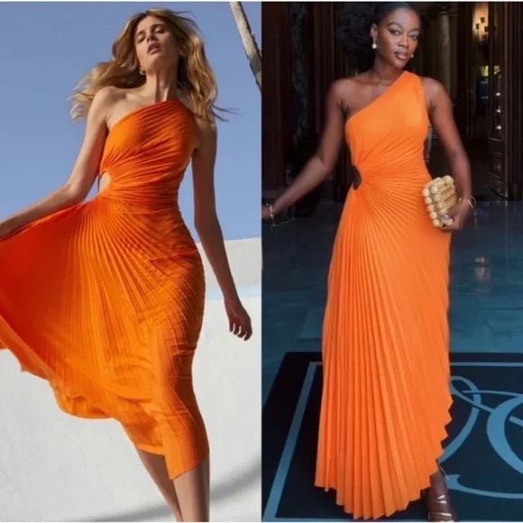 A.L.C. | Dresses | Alc Delfina Asymmetric Side Cutout Dress Orange Size 4 695